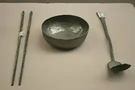 Song dynasty silver chopsticks, cup, and spoon