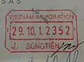 Sông Tiền International bordergate exit stamp.