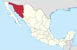 Map of Mexico with Sonora highlighted