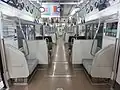 Interior of refurbished 8000 series transverse seating in March 2020