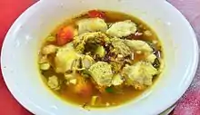 Soto babat, spicy tripe soup.