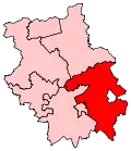 A large constituency, situated in the southeast of the county.