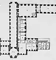 The Louvre's first floor in 1756 (Blondel plan) showing the Salon Carré (marked "T"), with the Escalier de l'Infante in its northwestern corner