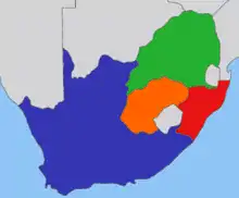 Image 2Regional geography during the period of the Anglo–Boer wars:  South African Republic/Transvaal  Orange Free State  British Cape Colony  Natal Colony (from History of South Africa)