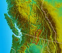 Location map of the Okanagan Highland