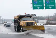 Image 21A snow plow in South Carolina. The upstate and mountainous region of the state receives the most measurable snowfall. (from South Carolina)