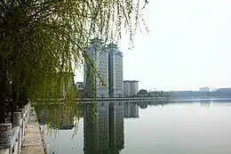 The library of the South Central University for Nationalities on the Shore of South Lake