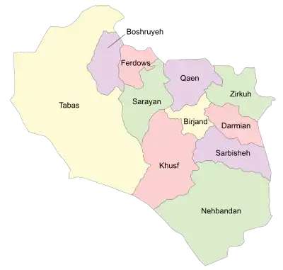 Counties of South Khorasan Province