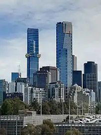 Australia 108 (left) and Eureka Tower (right) in October 2021