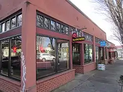 Photograph of building's corner exterior