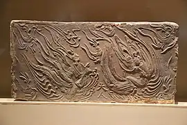 Flying immortals on Liu Song dynasty stone-relief