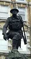 Southwark War Memorial- Main sculpture- Advancing Infantryman