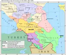 Map of the Dagestan ASSR and other ASSR in Caucasus region