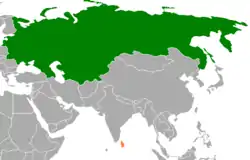 Map indicating locations of Soviet Union and Sri Lanka