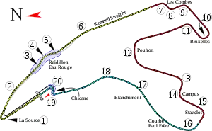 Layout of the Circuit de Spa-Francorchamps