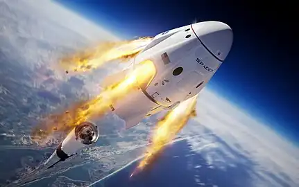 Illustration of Dragon escaping Falcon 9