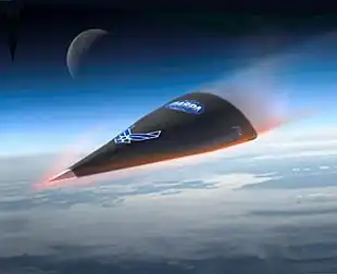 Hypersonic Technology Vehicle HTV-2 reentry (artist's impression)