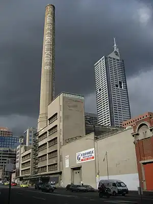 "No jobs on a dead planet" written on the former Spencer Street coal power station, 2007