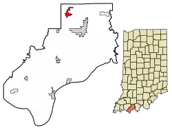 Location of Dale in Spencer County, Indiana.