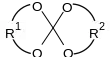 Structural formula of an spiro orthocarbonate. This kind of monomer is used as expanding monomer.