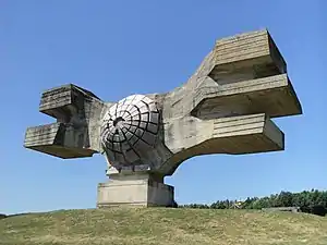 Monument to the Revolution of the people of Moslavina (1967) designed by Dušan Džamonja in Podgarić