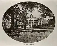 The original main building on the quad, built c.1831 and burned c.1869.