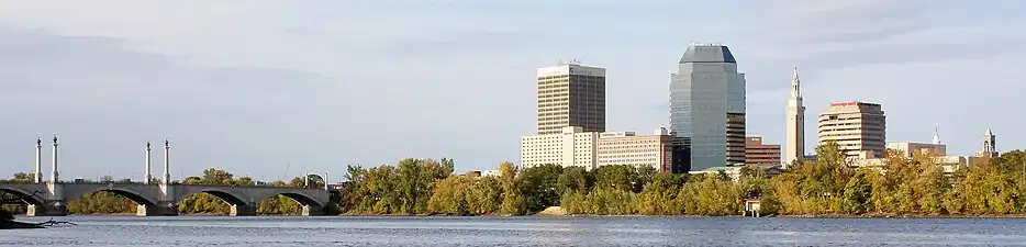 Skyline of Springfield, third largest municipality by population in Massachusetts