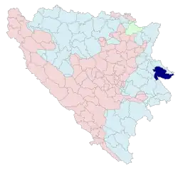 Location of Srebrenica within Republika Srpska