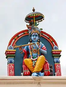 In Hinduism, Krishna is depicted with blue skin