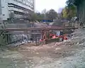 Construction of the entrance to the station "Almaly" (view from Panfilov Street) (October 2008)