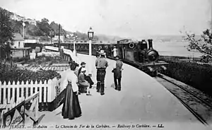 Postcard of a train at St Aubin station