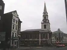 St George the Martyr church opposite the southeast end of Marshalsea Road.