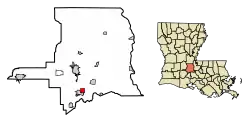 Location of Grand Coteau in St. Landry Parish, Louisiana.