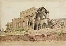 Image 41Watercolour by Olive Wharry circa 1942 of St. Sidwell's Church, Exeter, after the Blitz. In the early hours of 4th May 1942 a 250kg bomb fell directly on St Sidwells. The church tower was left standing but was so badly damaged that it was pulled down shortly after. A replacement church was built on the site. From the Royal Albert Memorial Museum's collection (63/2004/4). (from Exeter)