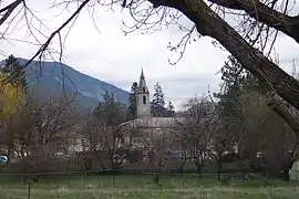 The bell tower of the church in Saint-André-les-Alpes