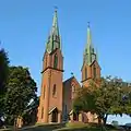 Northeasterly view of St. Francis Xavier Church from St. Peter St.