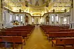 From the baptismal font, looking up the nave to the altar.