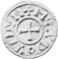 A black and white photo of an Anglo-Scandinavian coin