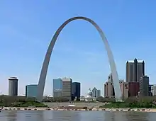 The Gateway Arch with the Saint Louis skyline in the background