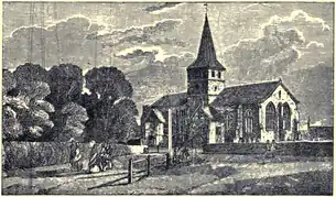 Drawing of the Church of St Lawrence, Alton (1830)