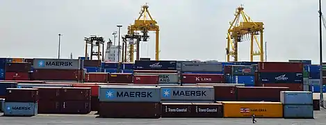 Containers at the Port of Chittagong, the second largest city in Bangladesh and its chief seaport.