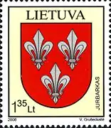 A Lithuanian stamp from 2008 featuring the coat of arms