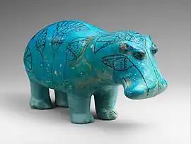 William the Faience Hippopotamus; 1961–1878 BC; faience; 11.2 × 7.5 cm; Metropolitan Museum of Art (New York City)