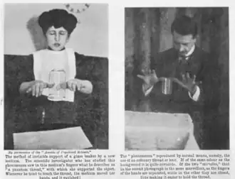 Tomczyk (left) and magician William Marriott (right), who duplicated by natural means Tomczyk's trick of levitating a glass beaker