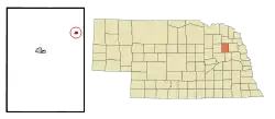 Location of Pilger within Stanton County and Nebraska