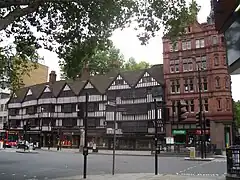 Staple Inn, with its distinctive timber-framed façade, on the south side of High Holborn