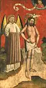 Part of the scene of baptism Christ in the Jordan (Quarter from the St. John's Polyptych)