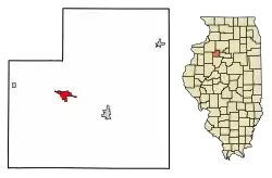 Location of Toulon in Stark County, Illinois.