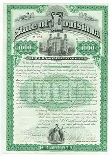 Image 6Consolidated Bond of the State of Louisiana, issued 6. July 1892 (from Louisiana)