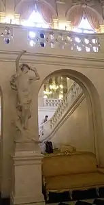 Grand staircase, reflected in a mirror